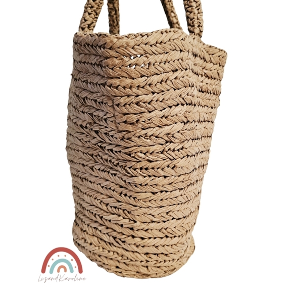 New! J. Crew Malta Handwoven Straw Bucket Tote NWOT - Picture 8 of 15